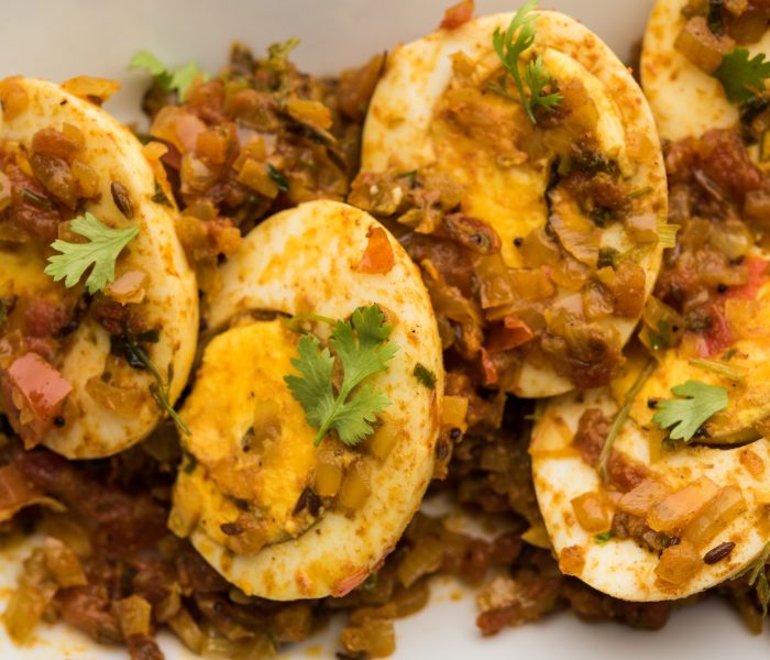 Masala Anda Fry made using chicken Egg is an Indian starter
